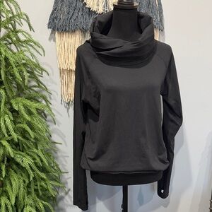 Lululemon Black Cowl Neck Women's Pullover Sweatshirt Elastic Bottom